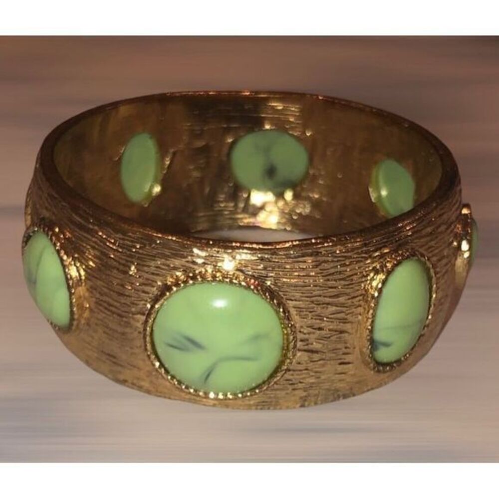 Textured Gold Toned Bubble‎ Bangle Bracelet Wide Chunky